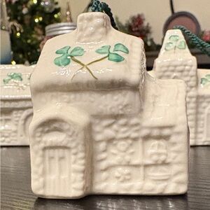 Belleek Oneil’s Toy Store Ornament with Green Shamrock Accents 14th Edition